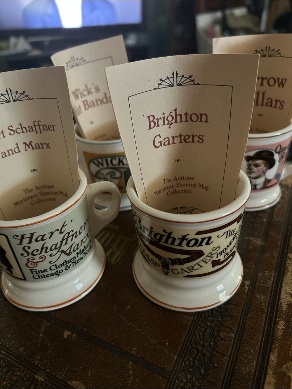 4pc set Miniature shaving mugs collection from 1982 Franklin Porcelain
